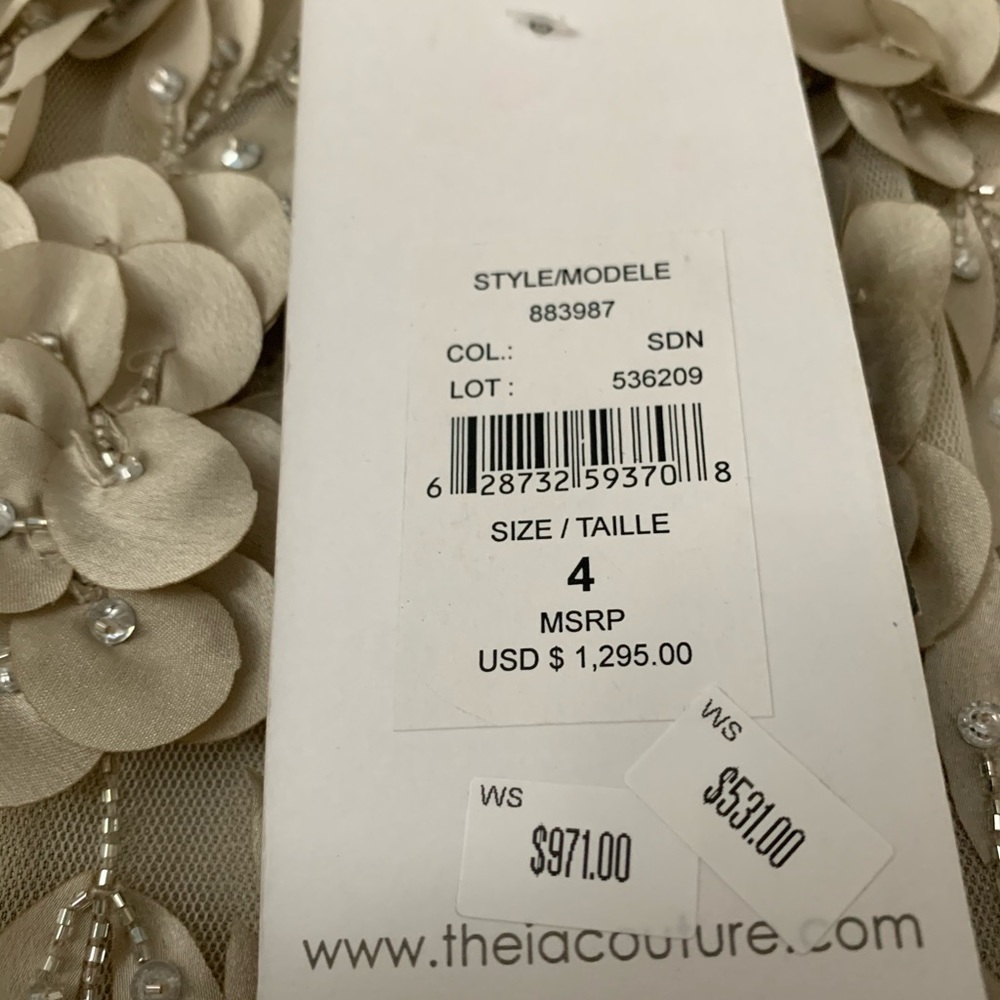 🌸NWT Champagne Gold Beaded Theia Gown - Picture 5 of 12
